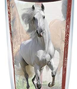 Tervis Running Horses Tumbler with Wrap and Brown Lid 16oz, Clear