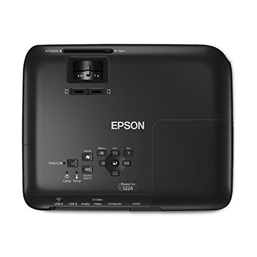 Epson V11H720120 PowerLite 1224 XGA 3LCD Projector 3200 Lumens 1024 x 768 Pixels 1.2X Zoom Black