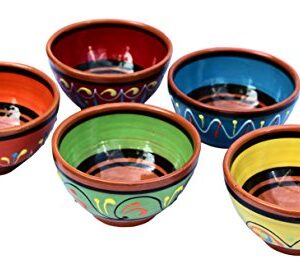 Cactus Canyon Ceramics Spanish Terracotta 5-Piece Small Salsa Bowl Set (European Size), Multicolor