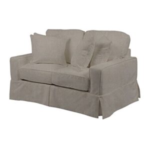 Sunset Trading Americana Slipcovered Loveseat, 36"H x 38"D X 62"W, Light Gray