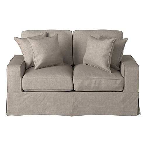 Sunset Trading Americana Slipcovered Loveseat, 36"H x 38"D X 62"W, Light Gray