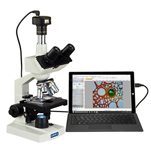 OMAX - M83EZ-C50U 40X-2500X Trinocular Digital Compound Microscope with 5 MP Digital Camera and Double Layer Mechanical Stage