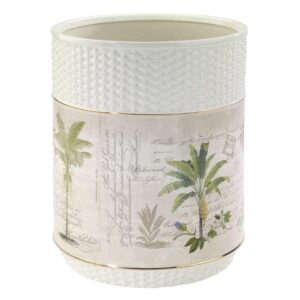 Avanti Linens - Waste Basket, Tropical Inspired Bathroom Accessories, Decorative Trash Can for Home or Office (Colony Palm Collection)
