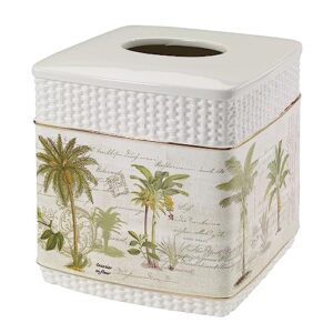 avanti linens - tissue box cover, tropical inspired bathroom accessories, decorative cover for bathroom or kitchen (colony palm collection)