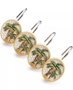 avanti linens - shower curtain hooks, tropical inspired bathroom accessories, set of 12 (colony palm collection)