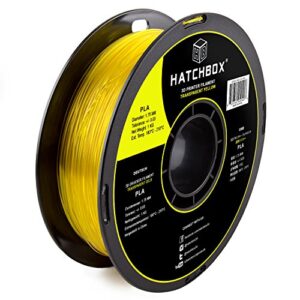hatchbox pla 3d printer filament, dimensional accuracy +/- 0.03 mm, 1 kg spool, 1.75 mm, transparent yellow
