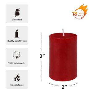 2" Diameter x 3" H Red Pillar Candle