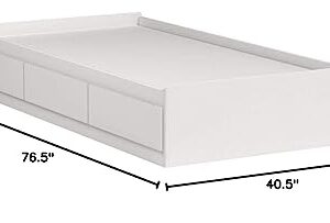 South Shore Callesto Mates Bed with 3 Drawers, Twin, Pure White