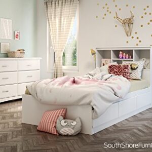 South Shore Callesto Mates Bed with 3 Drawers, Twin, Pure White