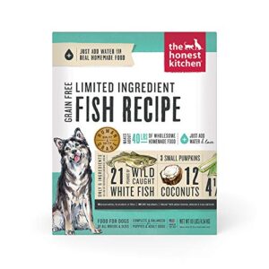 the honest kitchen dehydrated limited ingredient dog food – complete meal or dog food topper – fish 10 lb (makes 40 lbs)