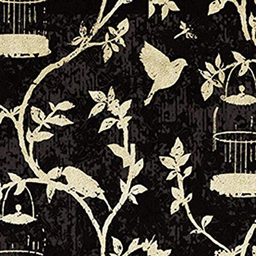 FabScraps Classic Collection 100% Cotton 10 yd D/R, Bird Cages, 43" Wide, Black