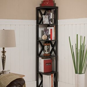 Kings Brand Furniture - Corner Unit 5 Tier Bookshelf/Bookcase Display Stand, Espresso