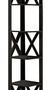 Kings Brand Furniture - Corner Unit 5 Tier Bookshelf/Bookcase Display Stand, Espresso