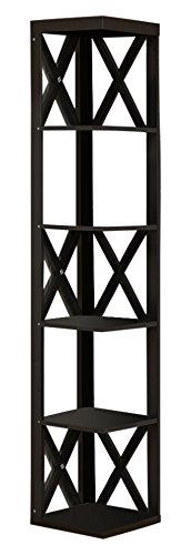 Kings Brand Furniture - Corner Unit 5 Tier Bookshelf/Bookcase Display Stand, Espresso