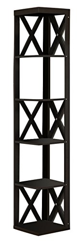 Kings Brand Furniture - Corner Unit 5 Tier Bookshelf/Bookcase Display Stand, Espresso