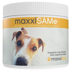 maxxipaws maxxisame sam-e supplement for dogs - dog liver and cognitive brain support - given with food powder 5.3 oz
