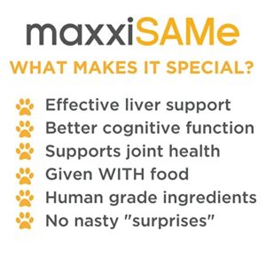 maxxipaws maxxiSAMe Sam-e Supplement for Dogs - Dog Liver and Cognitive Brain Support - Given with Food Powder 5.3 oz