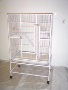 large wrought iron 3 levels ferret chinchilla sugar glider small animal cage with 1/2" wire cross shelves & ladders with removable rolling stand *white vein*