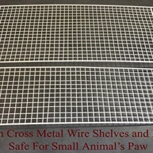 Large Wrought Iron 3 Levels Ferret Chinchilla Sugar Glider Small Animal Cage with 1/2" Wire Cross Shelves & Ladders with Removable Rolling Stand *White Vein*