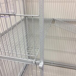 Large Wrought Iron 3 Levels Ferret Chinchilla Sugar Glider Small Animal Cage with 1/2" Wire Cross Shelves & Ladders with Removable Rolling Stand *White Vein*