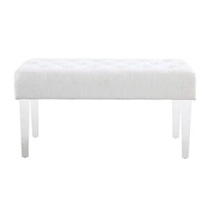 Linon Ella Glitz Acrylic Leg Bench, 35"Wx17"Dx18"H, White