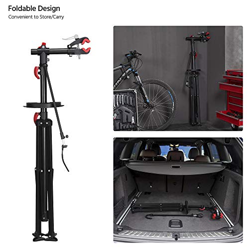 Yaheetech Bike Repair Stand Height Adjustable with Multiple Quick Release Telescopic Arm Tool Tray for Home Bicycle Mechanic