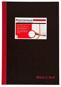 black n' red casebound hardcover notebook, 11-3/4" x 8-1/4", black/red, 96 ruled sheets, sold as 6 pack (d66174)