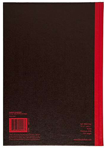 Black n' Red Casebound Hardcover Notebook, 11-3/4" x 8-1/4", Black/Red, 96 Ruled Sheets, Sold as 6 Pack (D66174)