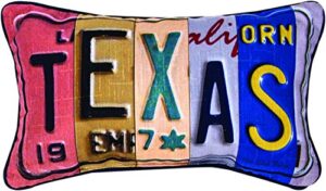 manual woodworkers & weavers vanity plates throw pillow, texas, 14.5 x 9