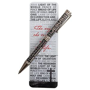 dicksons way the truth life names of jesus antique silvertone metal black ink ballpoint pen