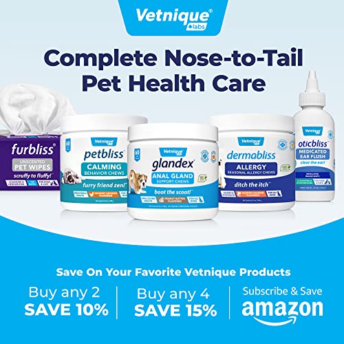 Vetnique Labs Glandex Anal Gland Soft Chew Treats with Pumpkin for Dogs Digestive Enzymes, Probiotics Fiber Supplement for Dogs Boot The Scoot (Peanut Butter Chews, 60ct)