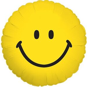 yellow smiley face traditional 18 inch mylar balloon bulk (5 pack)