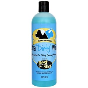 best shot ultra dirty wash shampoo, coat and skincare product for dogs and cats, soap-free, quick-rinsing, refreshing agree musk fragrance, 16 oz