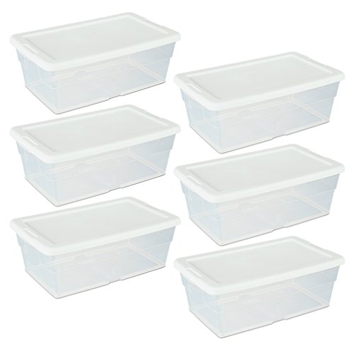 Sterilite Storage Box 13.5" X 8.3" X 4.8", 6 Qt. Clear - Pack of 6