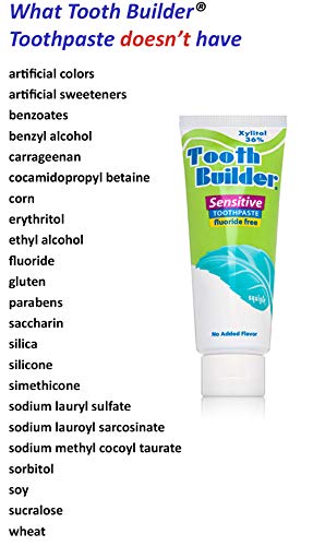 Squigle Tooth Builder SLS Free Toothpaste (Stops Tooth Sensitivity) Prevents Canker Sores, Cavities, Perioral Dermatitis, Bad Breath, Chapped Lips - 4 Pack