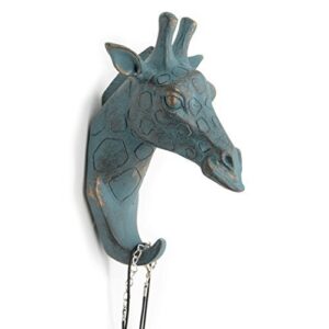 herngee giraffe head single wall hook / hanger animal shaped coat hat hook heavy duty, rustic decorative gift , rustic bronze color