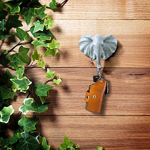 HERNGEE Elephant Head Single Wall Hook/Hanger Animal Shaped Coat Hat Hook Heavy Duty, Rustic, Decorative Gift, Grey