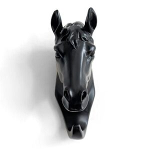 herngee horse head single wall hook / hanger animal shaped coat hat hook heavy duty, rustic, decorative gift (horse black)
