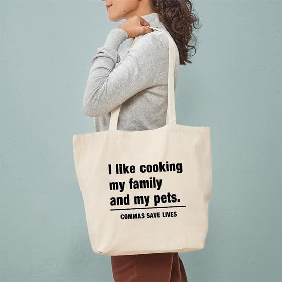 CafePress Commas Save Lives Tote Bag Natural Canvas Tote Bag, Reusable Shopping Bag