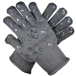 grill armor gloves – oven gloves 932°f extreme heat & cut resistant oven mitts with fingers for bbq, cooking, grilling, baking – accessory for smoker, cast iron, fire pit, camping, fireplace and more