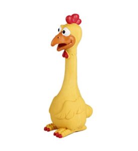 tamu style rubber chicken squeaky dog toys for small, medium or large pet breeds, play fetch, reduce separation anxiety