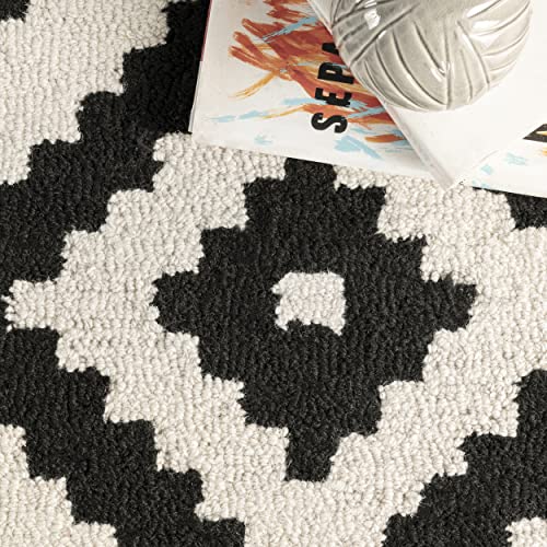 nuLOOM Kellee Hand Tufted Geometric Wool Area Rug, 5x8, Black