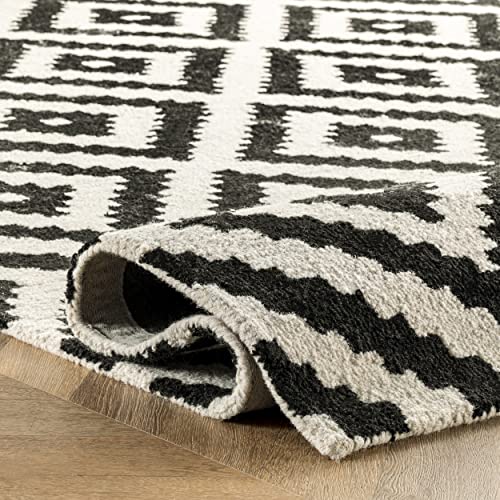 nuLOOM Kellee Hand Tufted Geometric Wool Area Rug, 5x8, Black