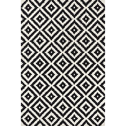 nuLOOM Kellee Hand Tufted Geometric Wool Area Rug, 5x8, Black