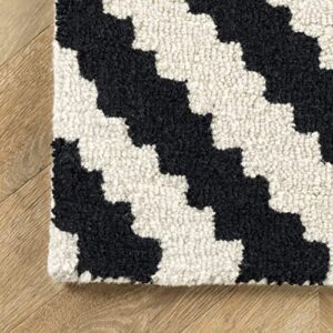 nuLOOM Kellee Hand Tufted Geometric Wool Area Rug, 5x8, Black