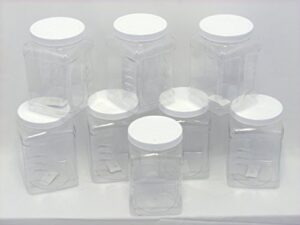 8 pack of 64 oz pet containers, clear plastic kitchen food storage with grip