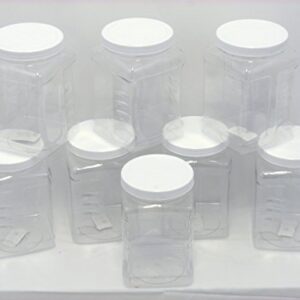 8 Pack of 64 oz PET Containers, Clear Plastic Kitchen Food Storage with Grip