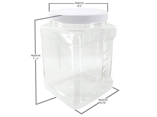 8 Pack of 64 oz PET Containers, Clear Plastic Kitchen Food Storage with Grip