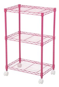iris usa cbm-44073 small wire 3-tier colored shelf, pink