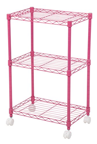 IRIS USA CBM-44073 Small Wire 3-Tier Colored Shelf, Pink